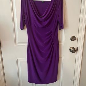 Ralph Lauren Dress, size 10.  Suple fabric in rich violet. 1/2 sleeve, cowl neck